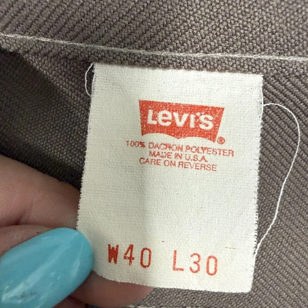 Vintage Levi's Dress‎ Pants Mens 40x30 Brown Dacron Polyester Bootcut Made USA